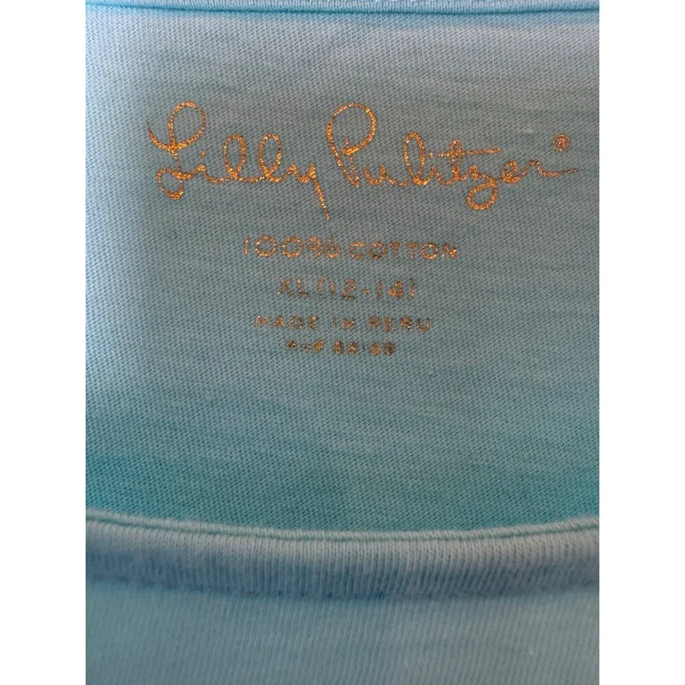 Lilly Pulitzer Shirt Youth‎ Girls XL Blue Cotton Long Bell Sleeve Tee Preppy - Picture 8 of 11